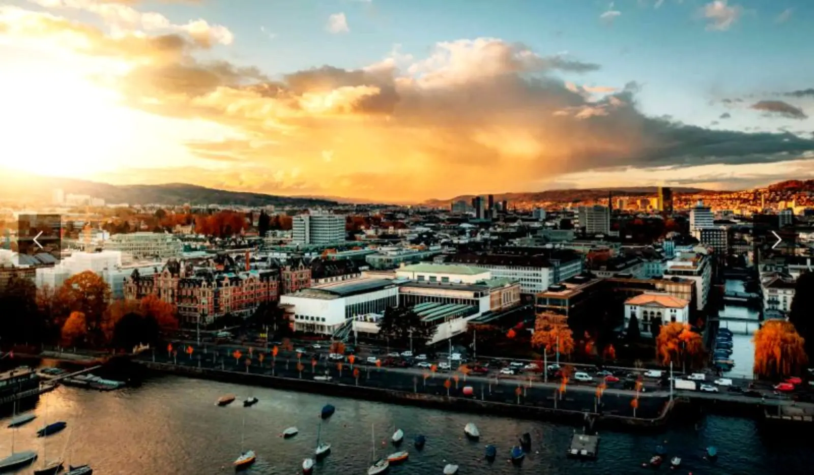 Zurich cityscape at sunset